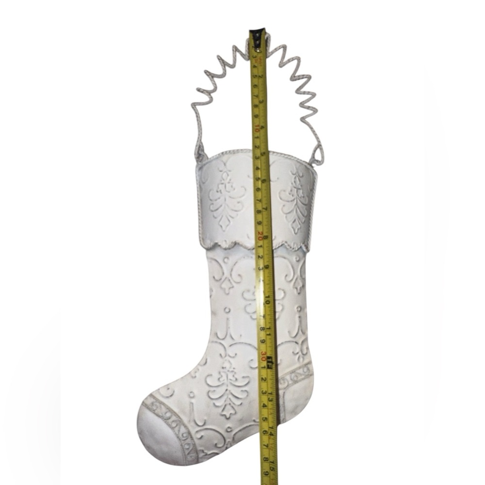 Vintage Style Embossed Metal Christmas Stocking - Picture 3 of 3